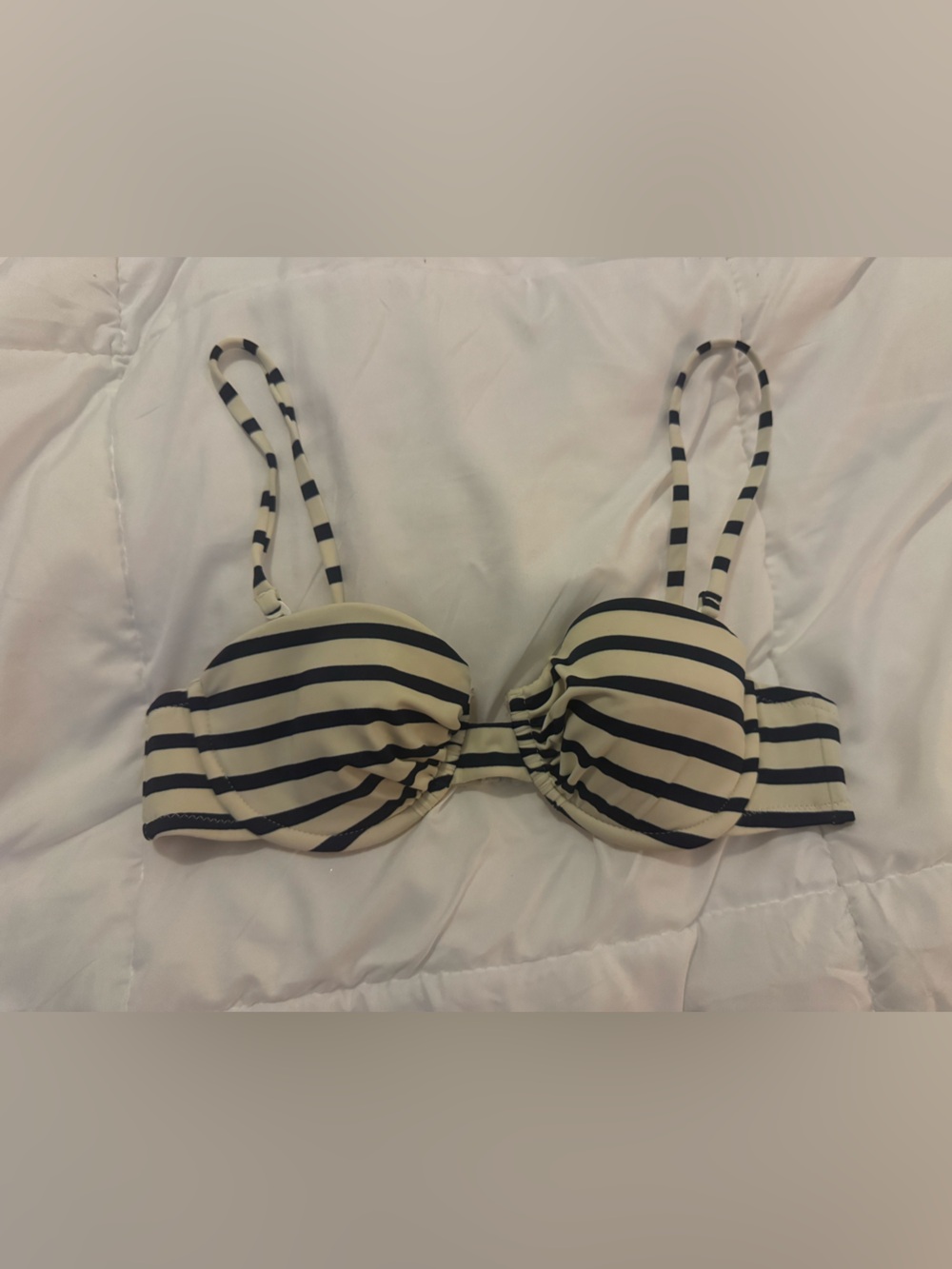 J.CREW Striped Navy and Cream Push-Up Bikini Top 34A